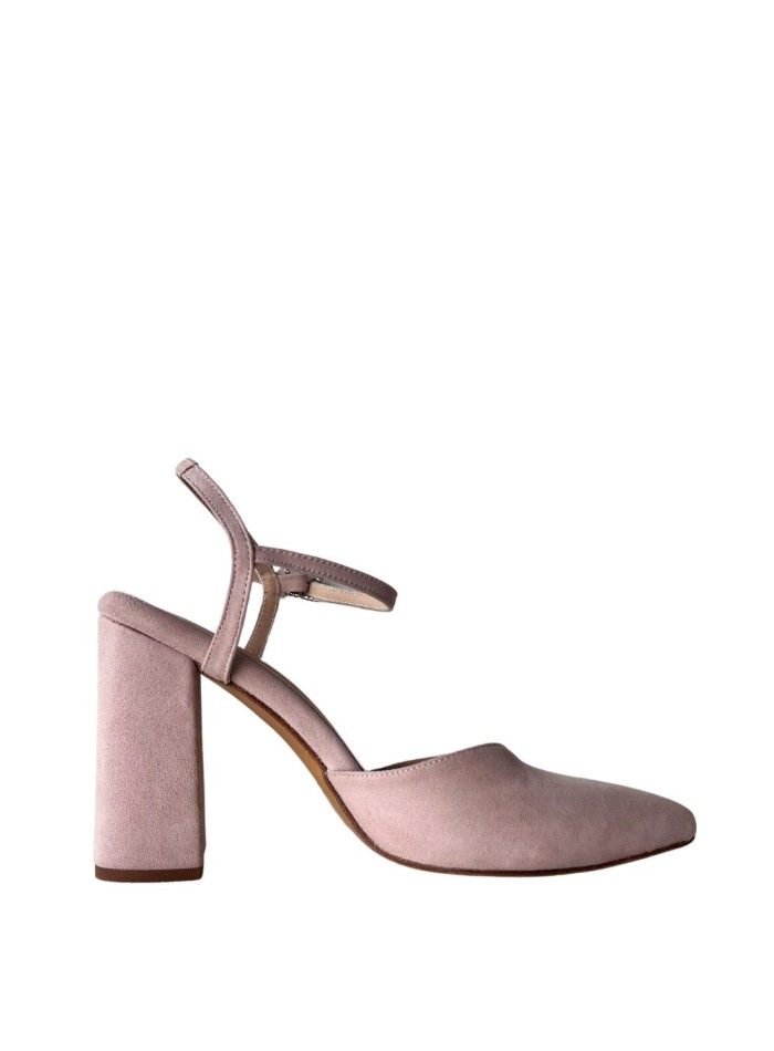 Suede pink suede party shoes with heels