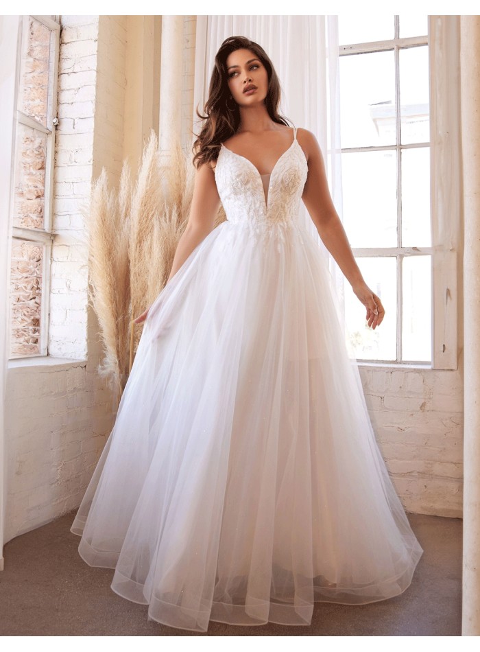 Wedding dress with rhinestone bodice and tulle...