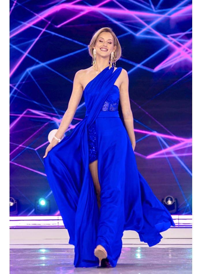 Vestido de fiesta largo con escote tipo corsé y...