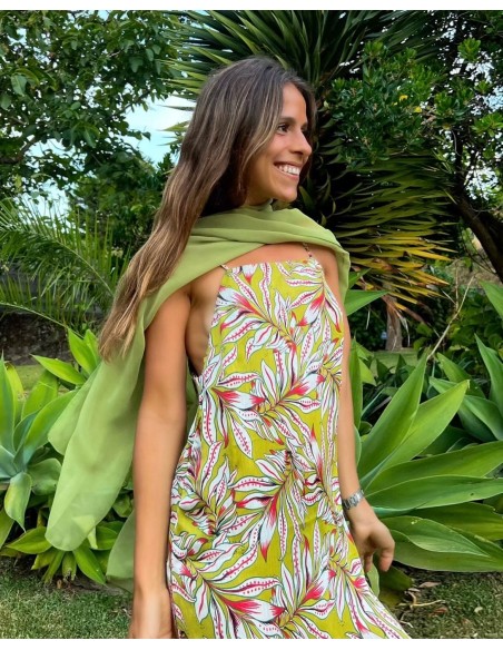 Capa de fiesta de gasa corta verde oliva