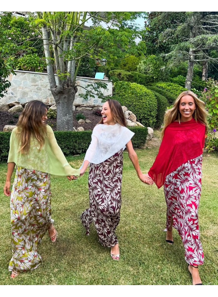 Cape de soirée courte en mousseline de soie...