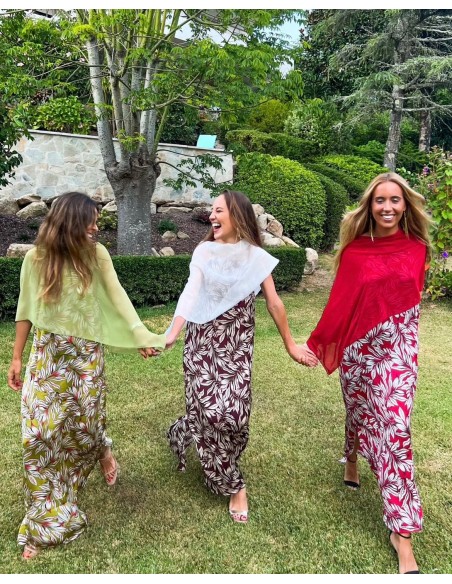 Capa de fiesta de gasa corta verde oliva