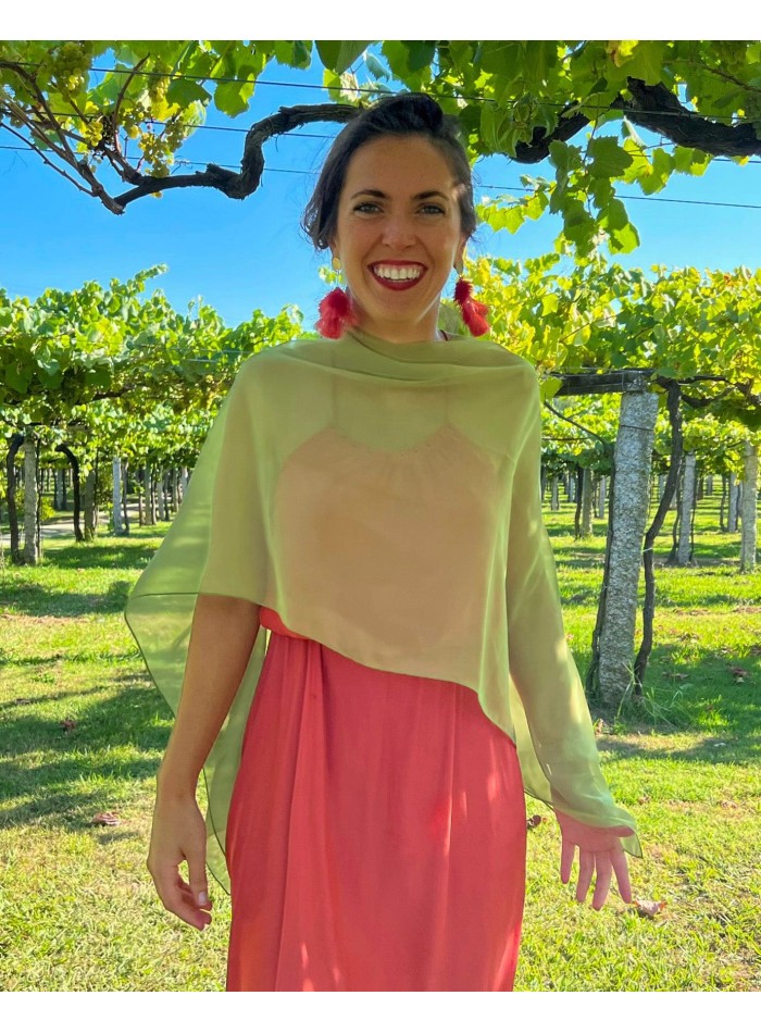 Cape de soirée courte en mousseline de soie...