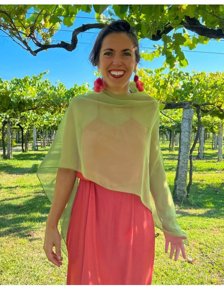 Olive green short chiffon party cape
