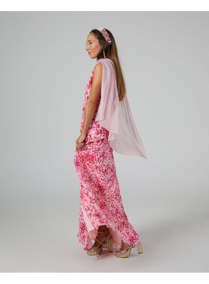 Pink party cape in double thread chiffon