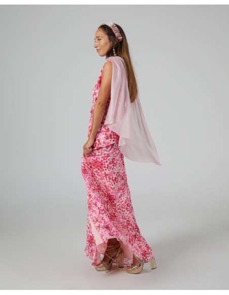 Pink party cape in double thread chiffon