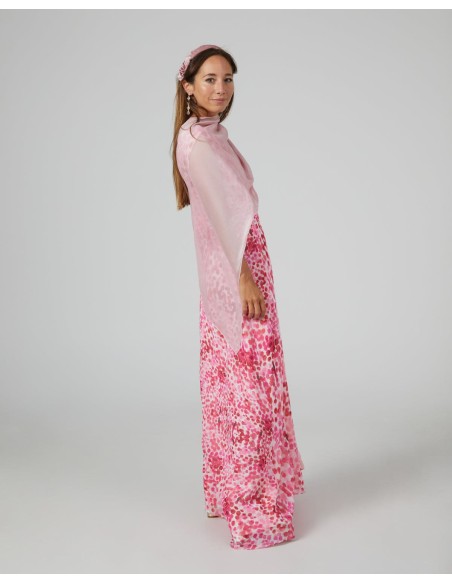 Pink party cape in double thread chiffon