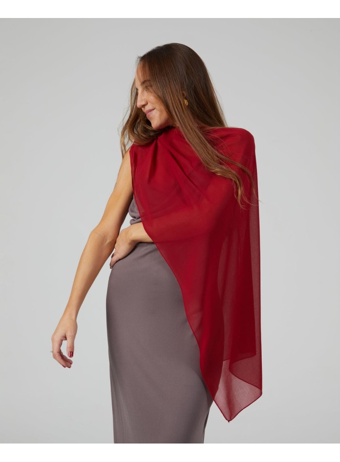 Short party cape in red chiffon
