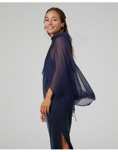 Navy blue short party cape in chiffon