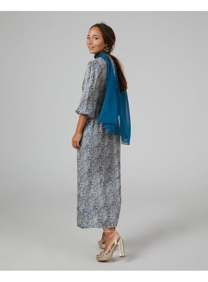 Short party cape in petrol blue chiffon