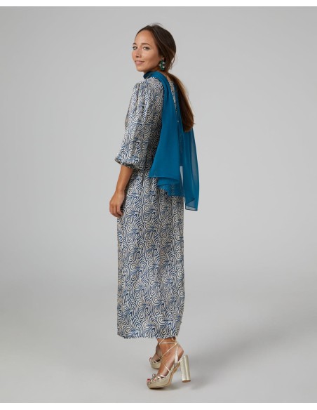 Short party cape in petrol blue chiffon