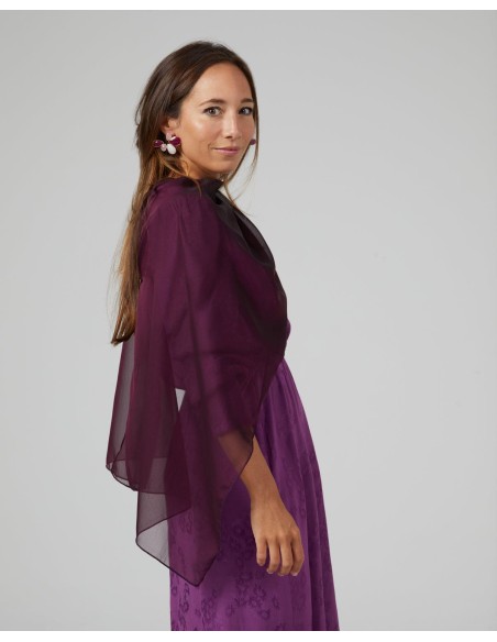 Short party cape in wine chiffon