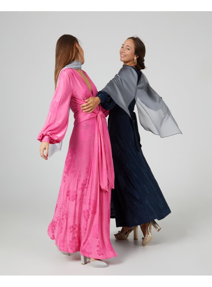 Cape de soirée courte en mousseline de soie...