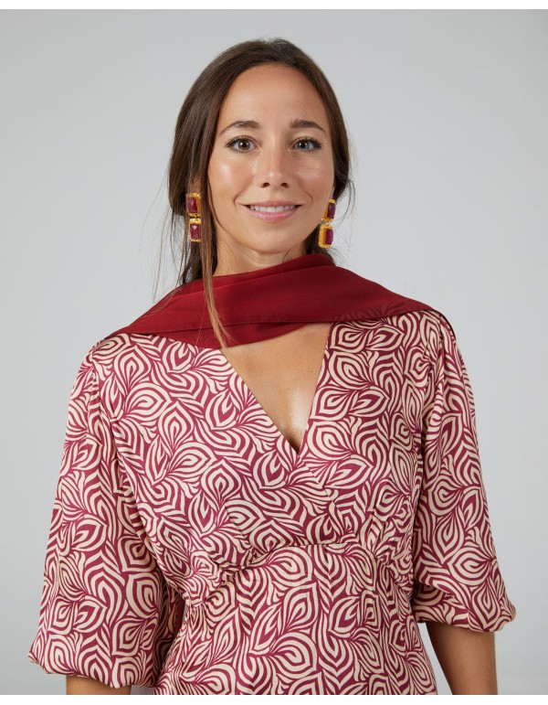 Multiposition short party cape in garnet chiffon