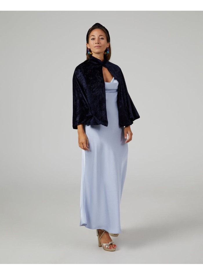 Manteau court en velours bleu marine avec...