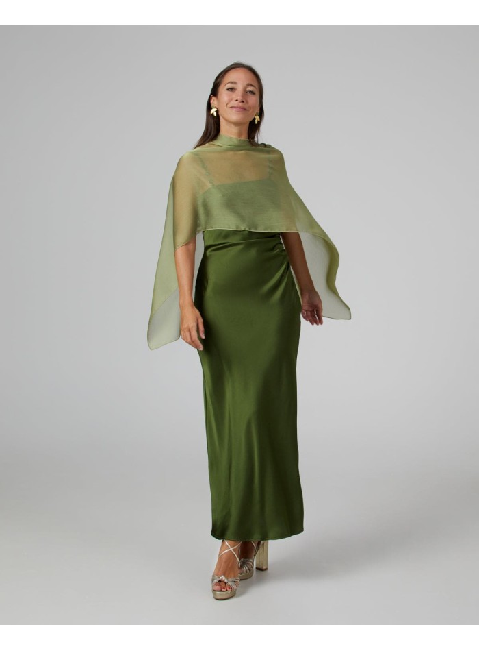 Pistachio green short party cape in cationic...
