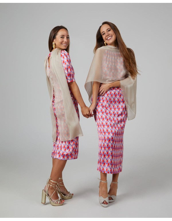 Champagne double thread chiffon short party cape