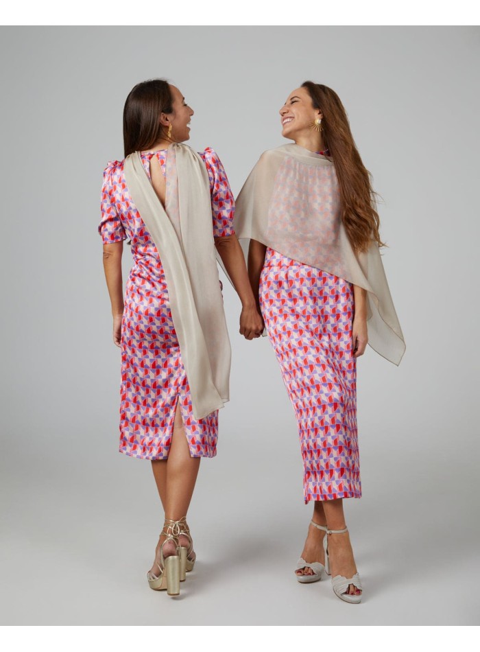 Champagne double thread chiffon short party cape