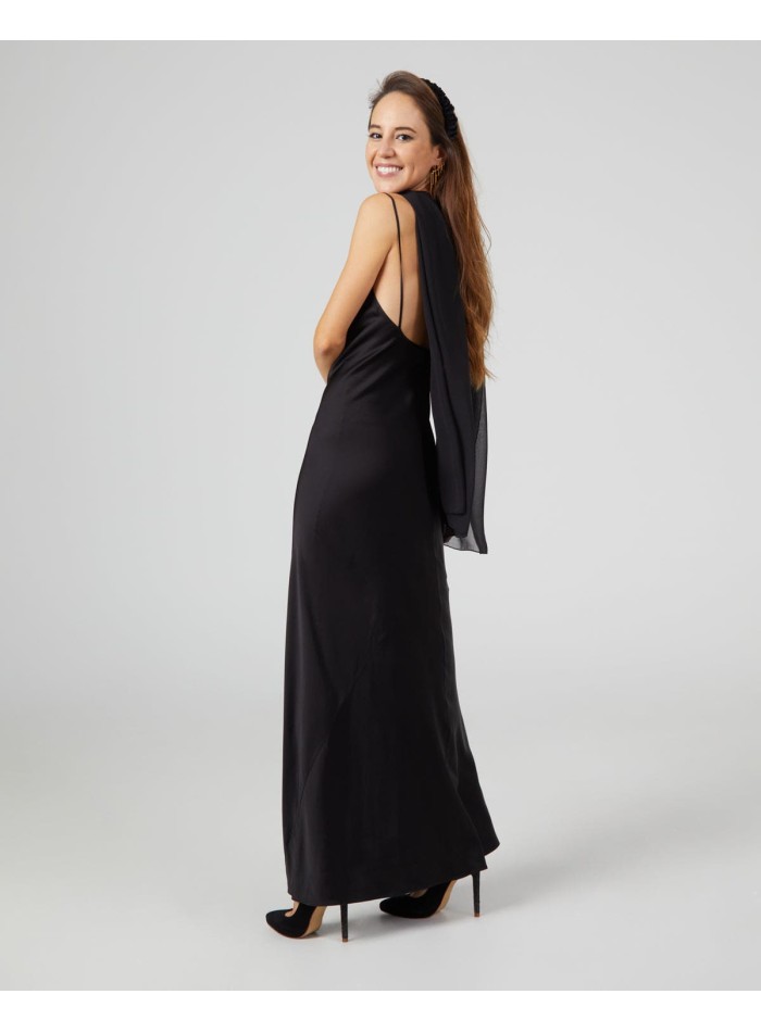 Short party cape in black chiffon