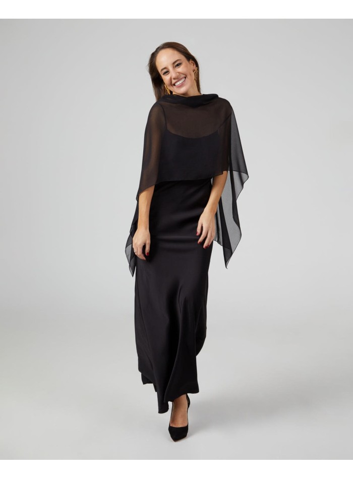 Short party cape in black chiffon