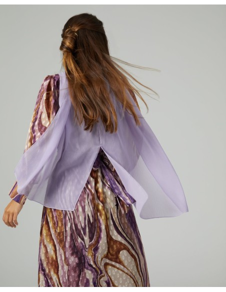 Short layer in lilac cationic gauze with double yarns