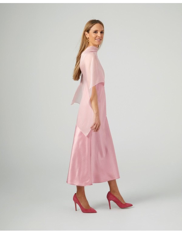 Cape courte en gaze cationique rose pâle à double fil 2