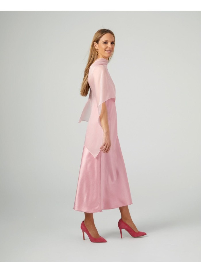 Capa corta en gasa catiónica rosa claro de...