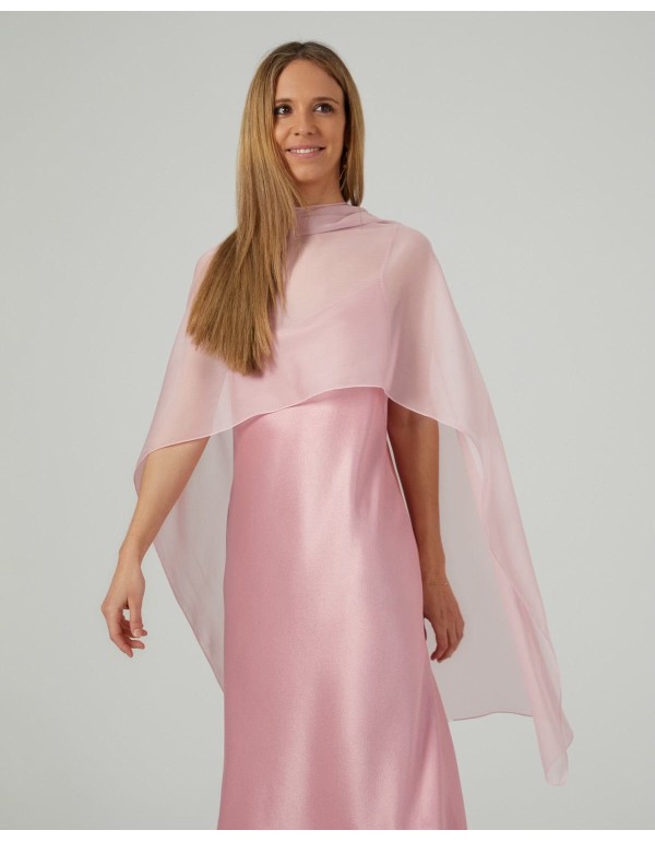 Long layer in light pink cationic gauze with double yarns