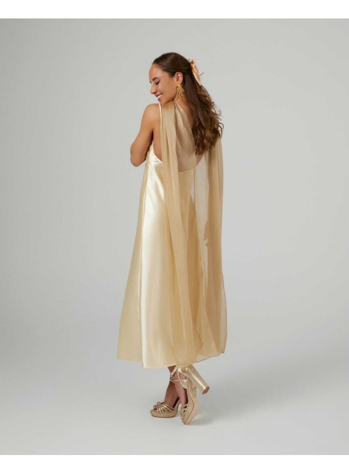 Cationic chiffon midi layer with double golden...