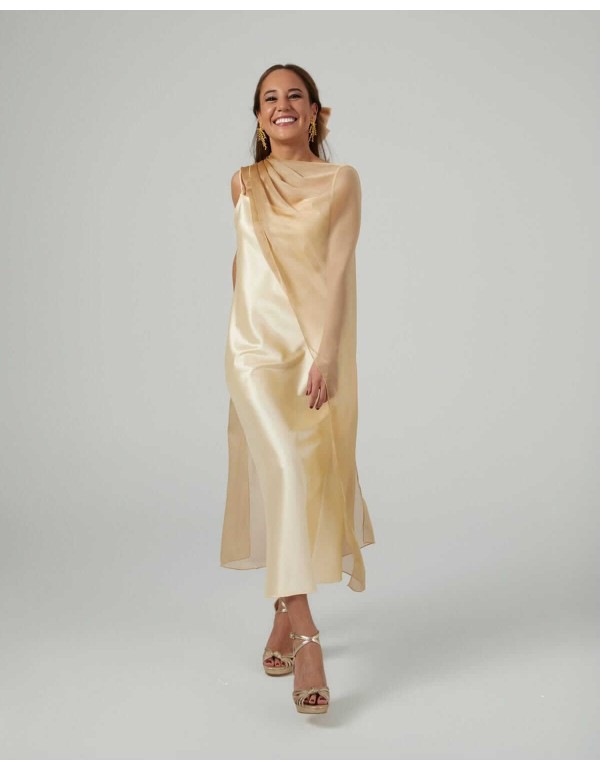 Cationic chiffon midi layer with double golden thread