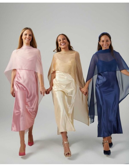 Cationic chiffon midi layer with double golden thread