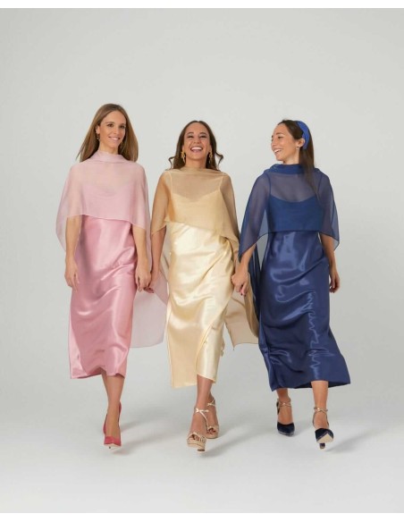 Cationic chiffon midi layer with double golden thread