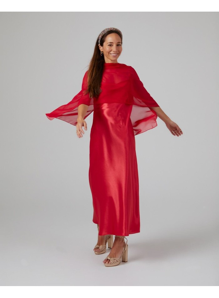 Multiposition short party cape in red gauze