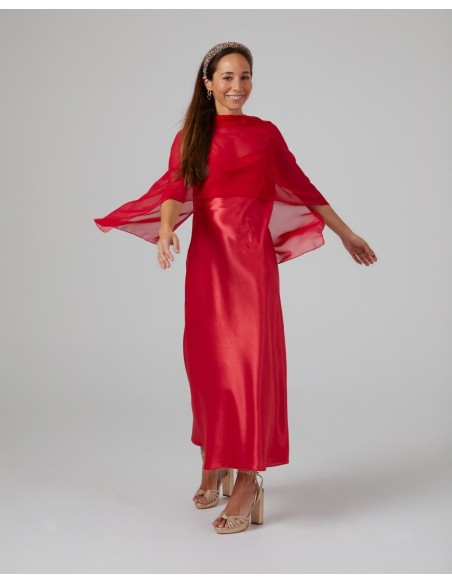 Multiposition short party cape in red gauze