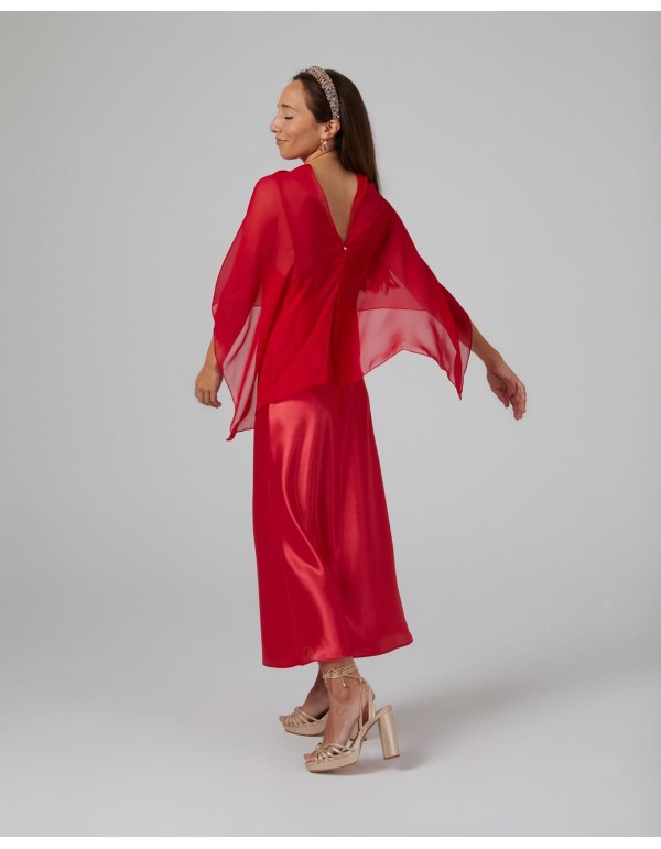 Multiposition short party cape in red gauze 2