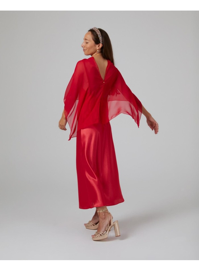 Multiposition short party cape in red gauze