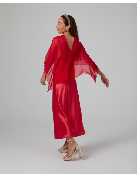 Multiposition short party cape in red gauze