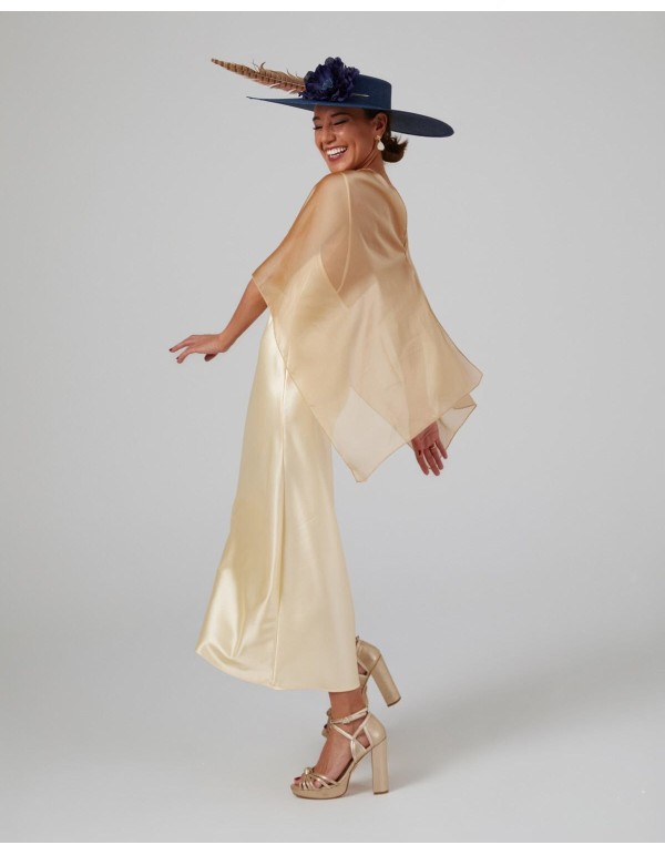 Multi-position short party cape in gold chiffon