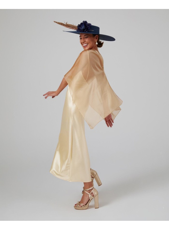 Multi-position short party cape in gold chiffon