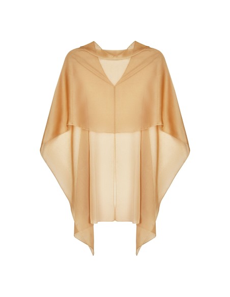 Multi-position short party cape in gold chiffon