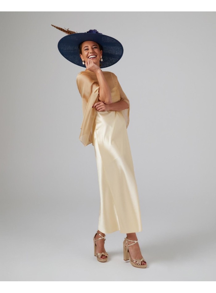 Multi-position short party cape in gold chiffon