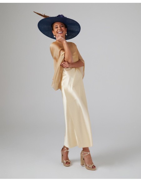 Multi-position short party cape in gold chiffon