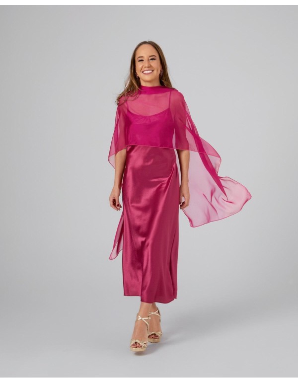 Cationic bougainvillea gauze double thread long coat