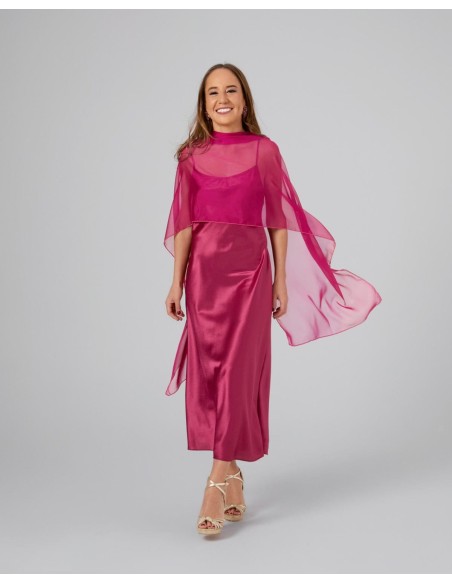 Cationic bougainvillea gauze double thread long coat