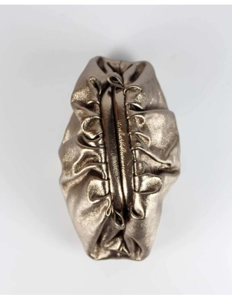 Metallic bronze leather clutch