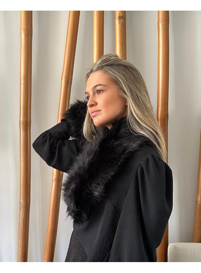 Estola-cuello de fiesta en pelo negro