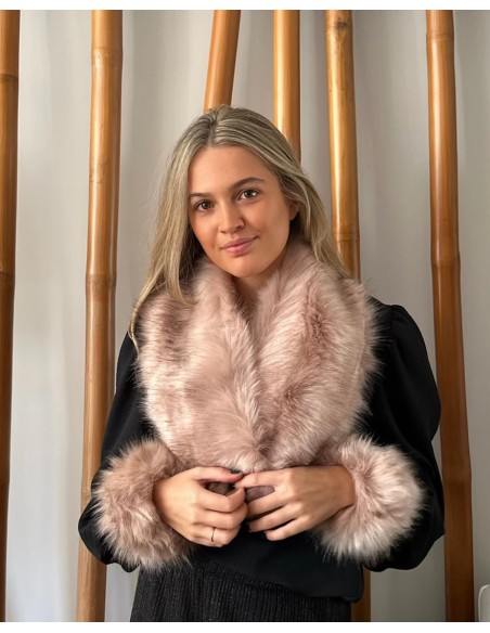 Puños de pelo sintético rosa-nude