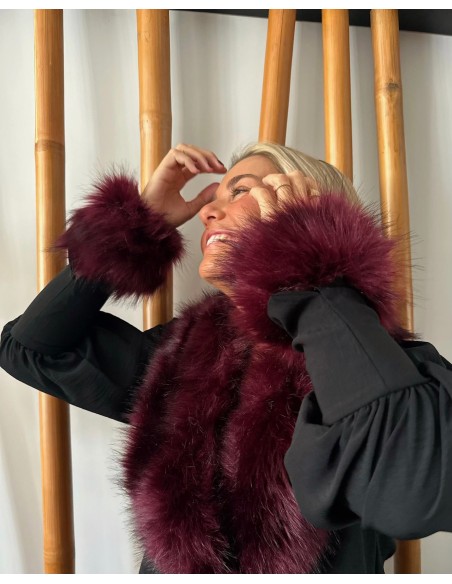 Cherry synthetic fur cuffs