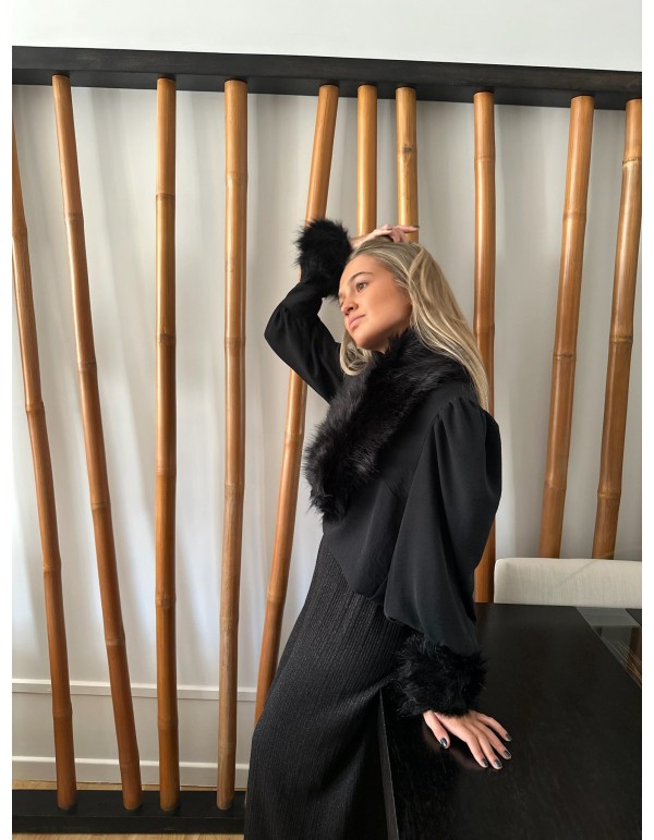 Black synthetic fur cuffs 2