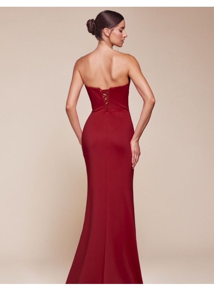 Maxi dress with strapless neckline and draping...